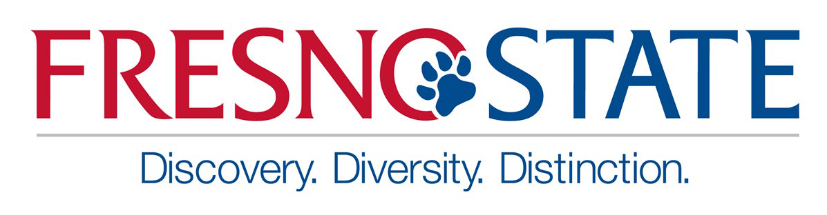 Fresno State wordmark and Discovery. Diversity. Distinction. tagline.