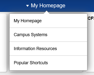 My Homepage menu with Campus Systems indicated as the selection.