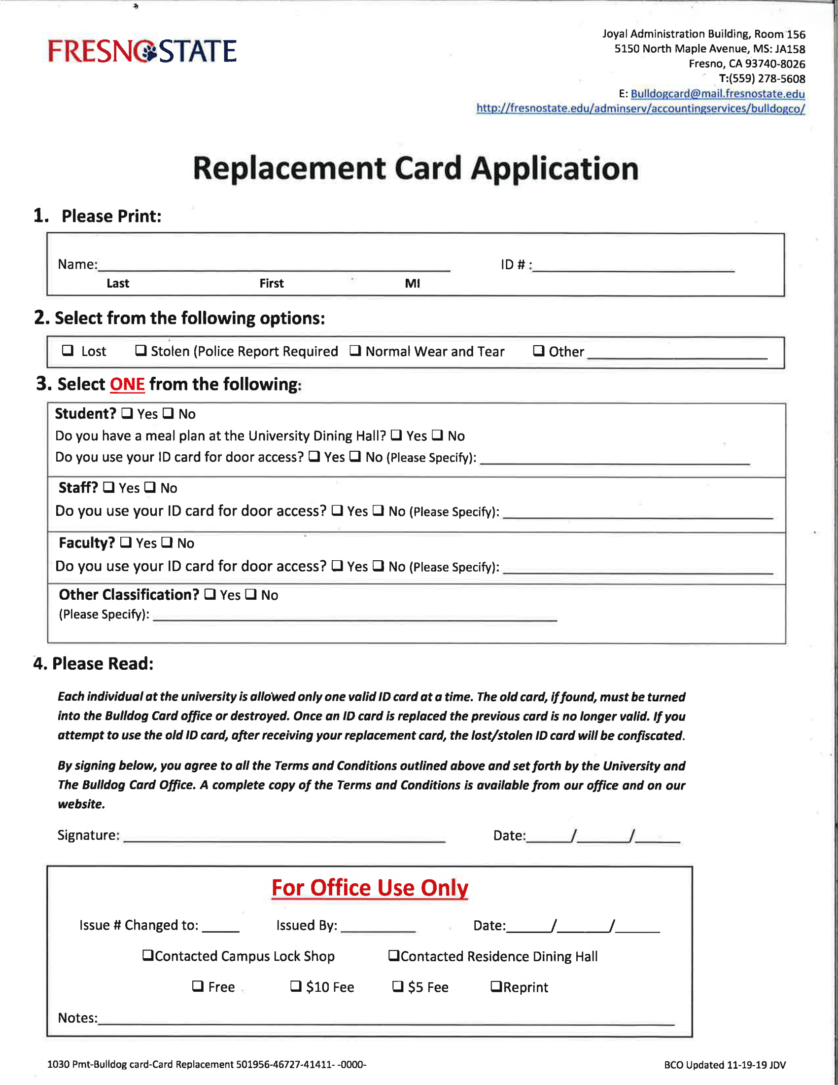 Fresno State Id Card Replacement