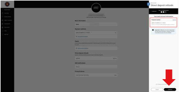 confirm bank details