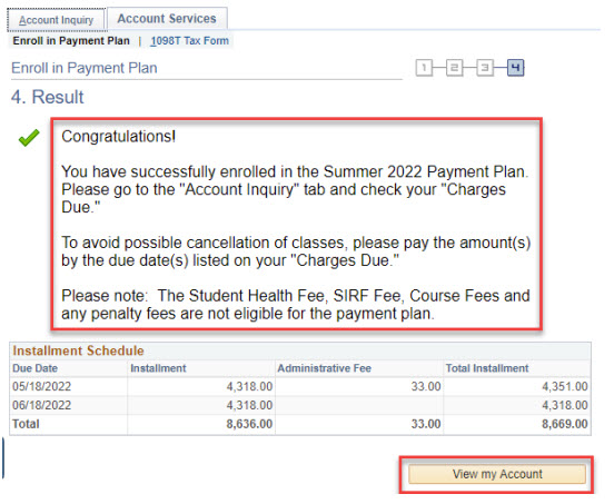 payment plan congratulations