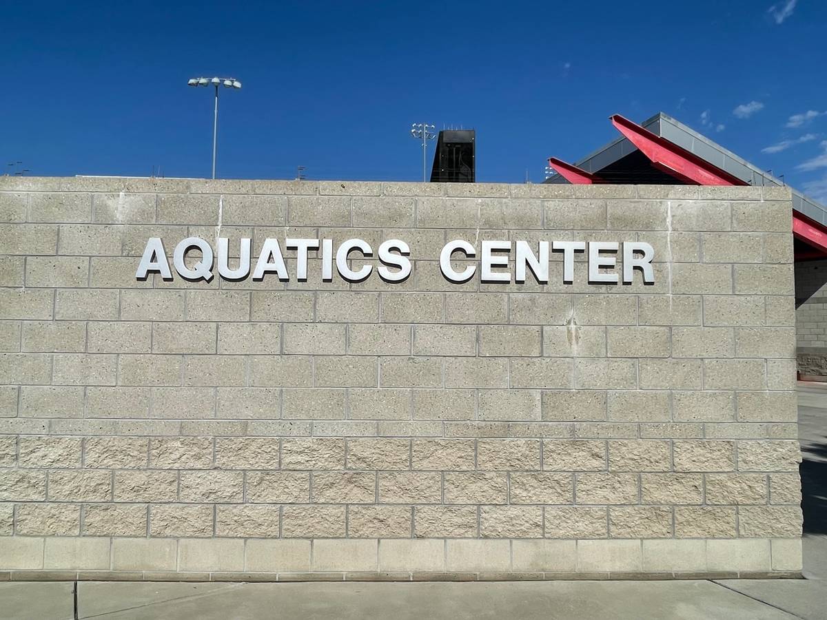 This is a photo of the Aquatics Center entrance signage.