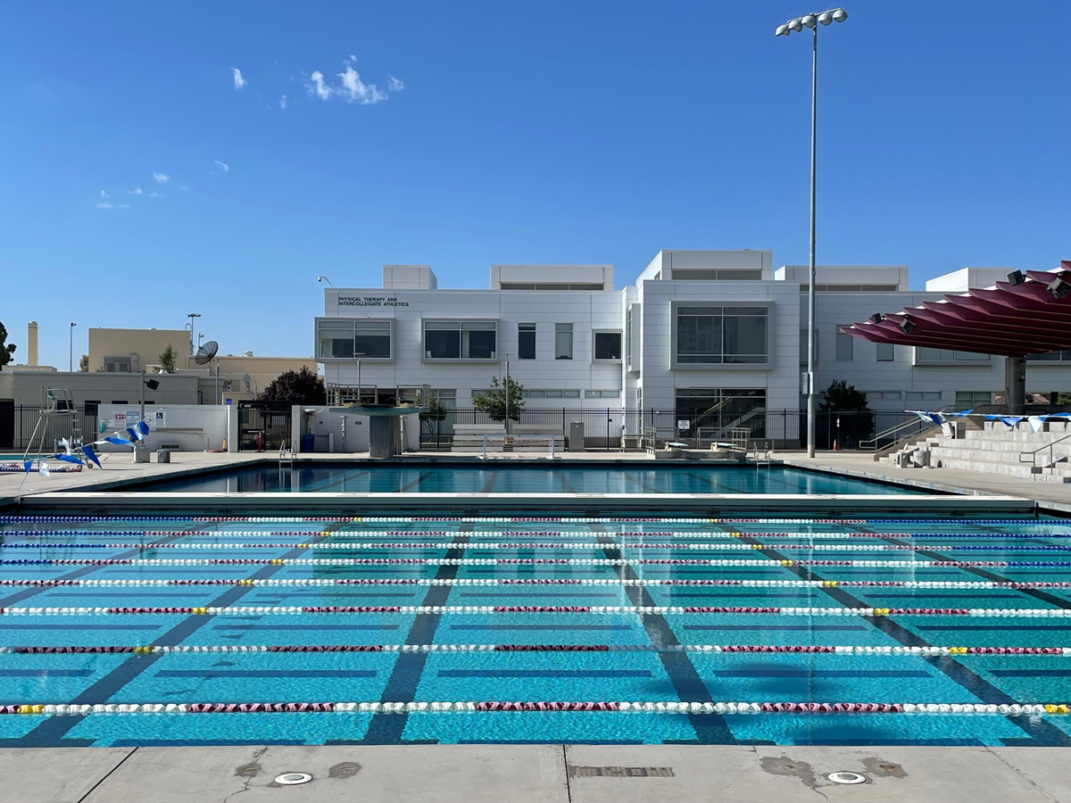 This photo shows an upclose view of the aquatics pool