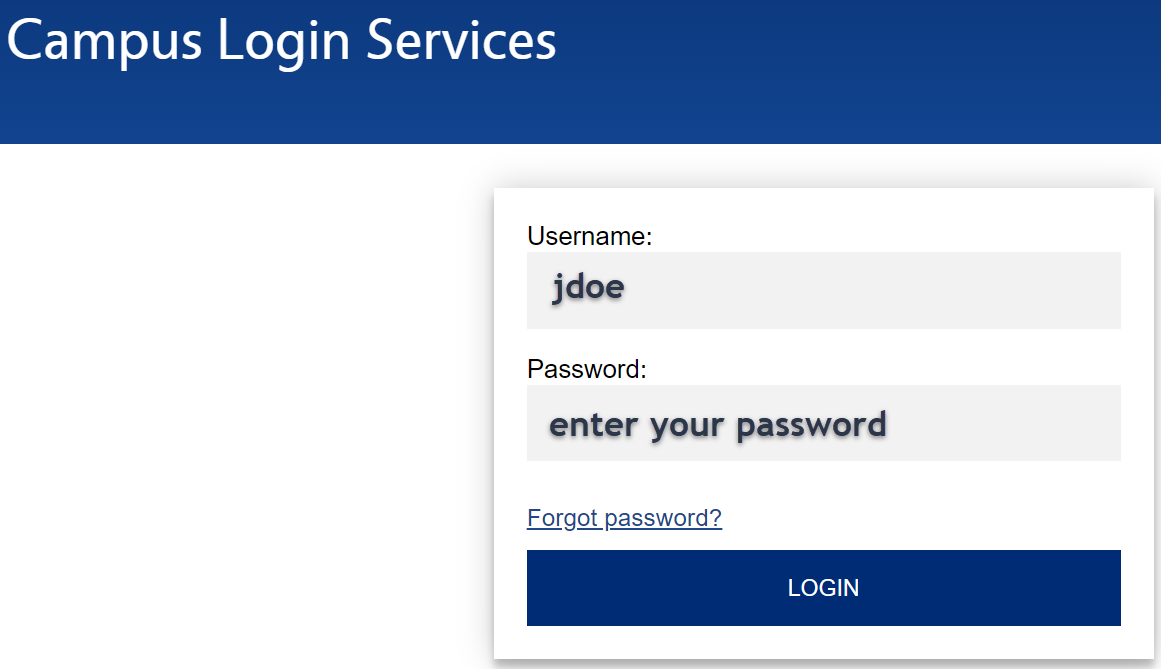 Image of Single Sign On Screen to input a Username and Password