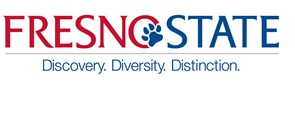 Fresno State logo and Discovery. Diversity. Distinction. tagline