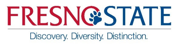 Fresno State logo and Discovery. Diversity. Distinction. tagline