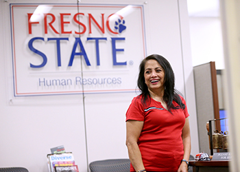  Person standing in front of Fresno State Human Resources