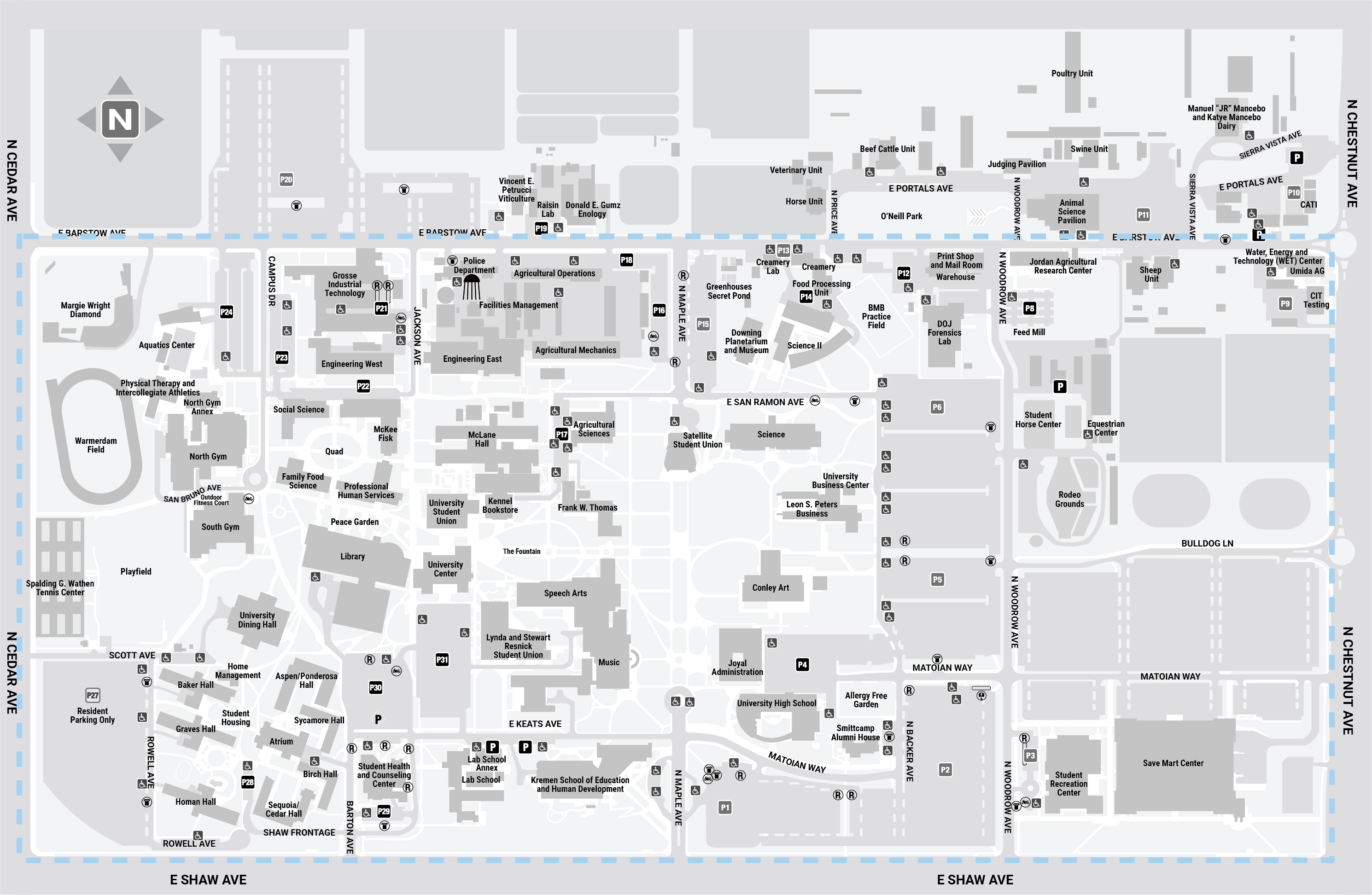 Around the campus which is the largest 3 mile path. 