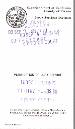 Jury Duty Attendance Receipt