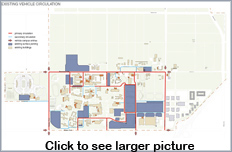 Existing Vehicle Circulation layout of campus - Click to view full-size graphic